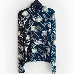 Christian Lacroix Geometric Patterned Turtleneck Sweater - Blue and Gray